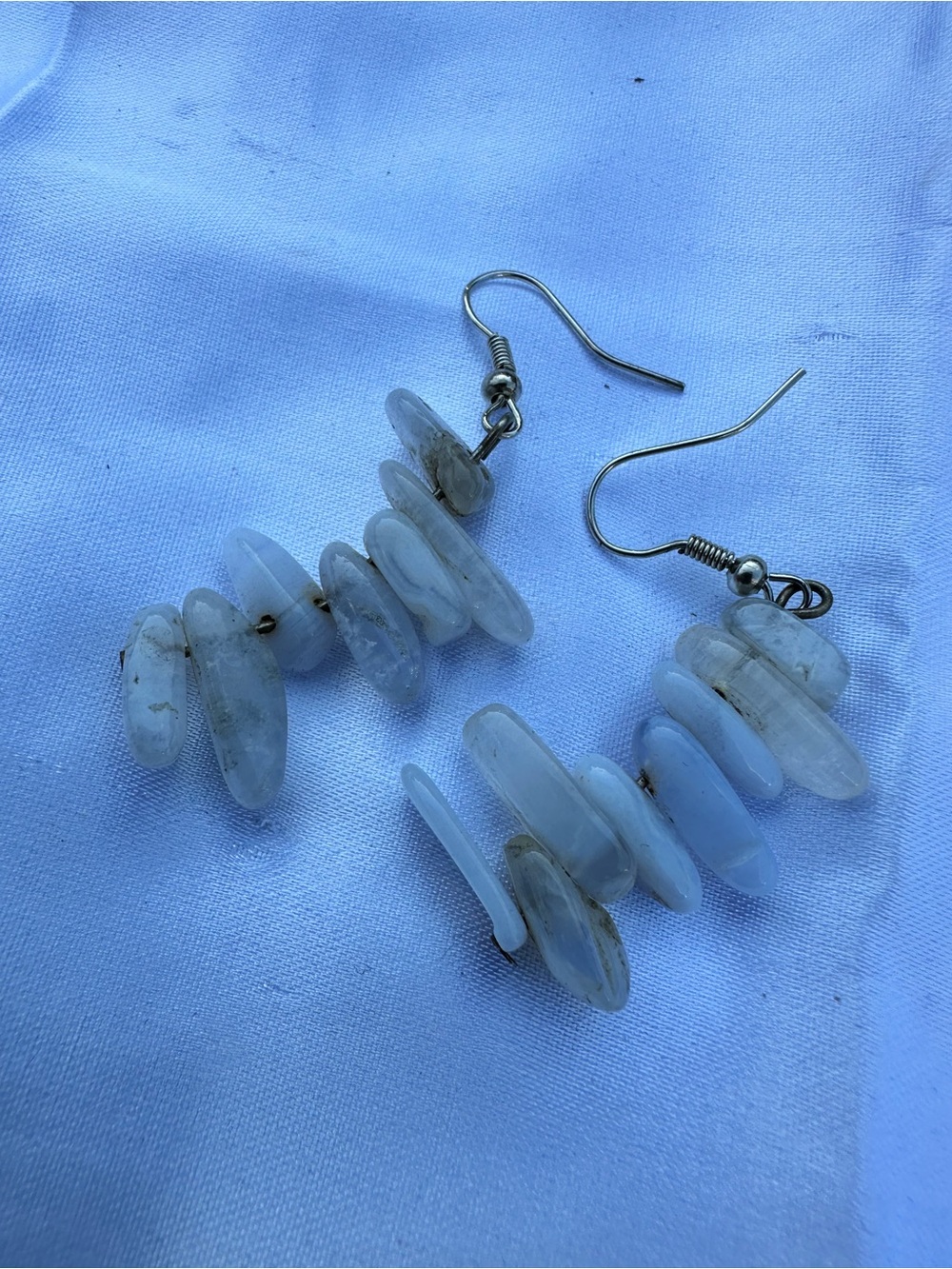 Light Blue Natural Stone Stacked Dangle Earrings
